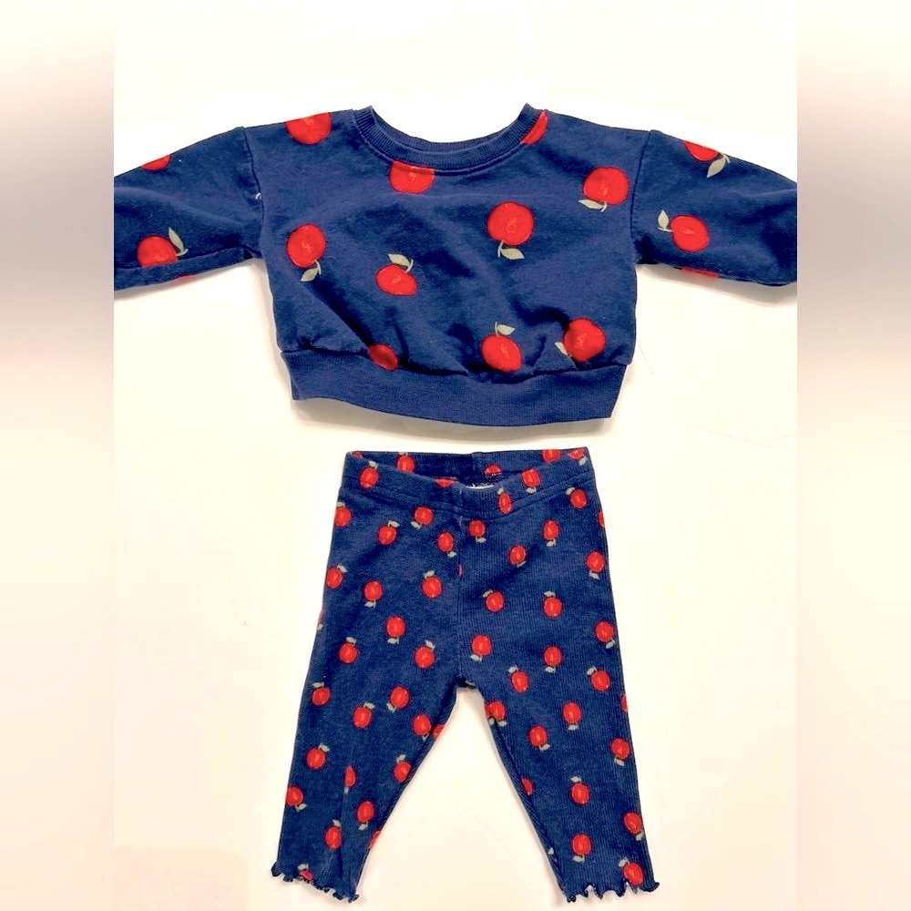 Carter’s Navy Blue Set with Red Apple Print
